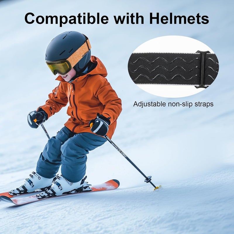 YooxArmor OTG Kids Ski Goggles, Snowboard Goggles Anti Fog UV400 for Kid 6-14 Years, Snow Goggles for Youth Boys Girls - Image 4